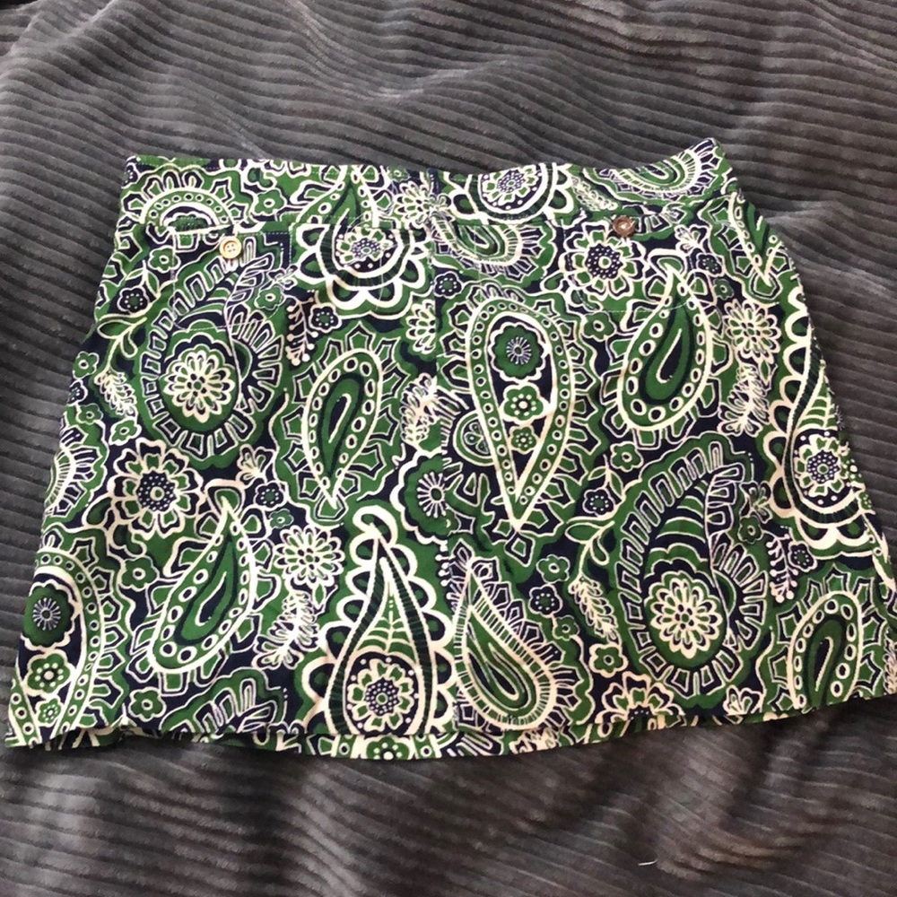 Green tan and navy lily Pulitzer skirt size 8